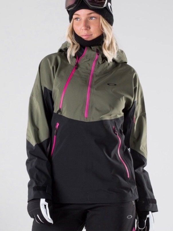 Oakley Olive Green, Black & White Skiing And Snow Lightweight Jacket